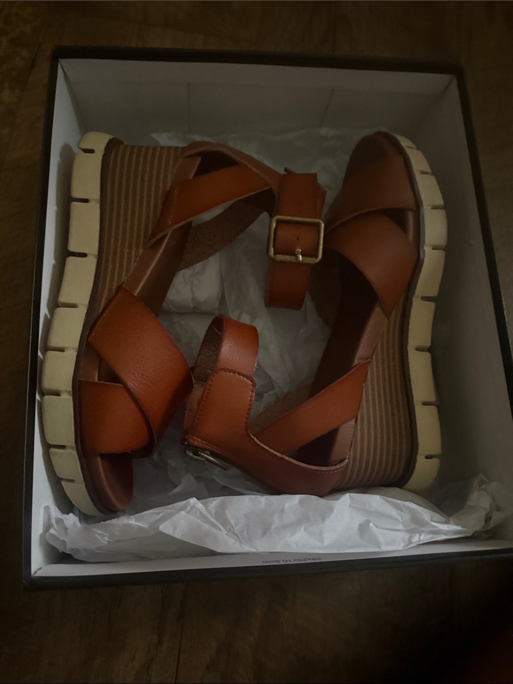 MIA Brown Leather Ankle-Strap Platform Sandals - Women Size 6 - Picture 5 of 5